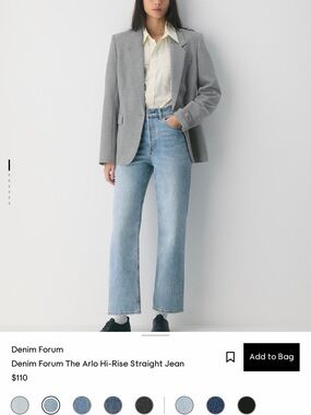 Denim Forum The Arlo Hi-Rise Straight Jean in Light Blue